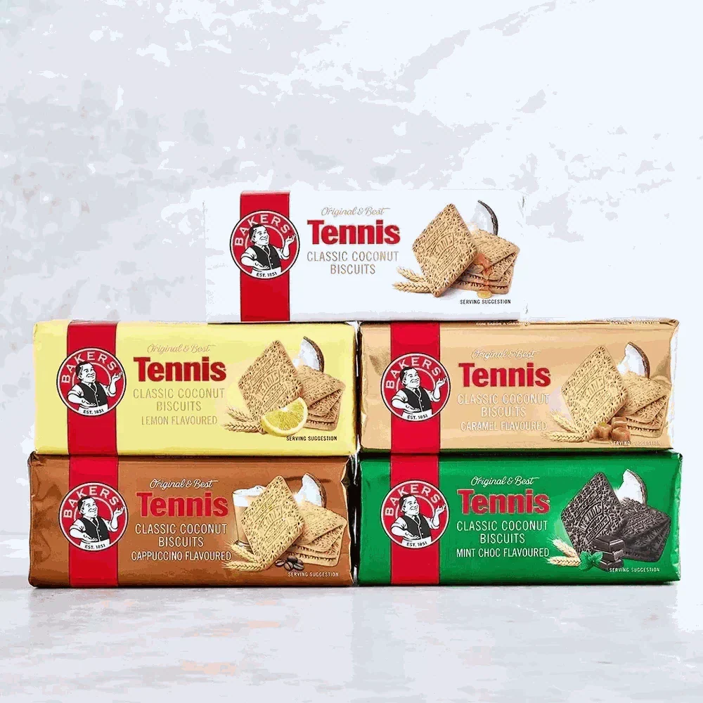 Bakers Tennis Biscuits 200g pack with classic coconut flavor and crispy texture perfect for tea time and desserts